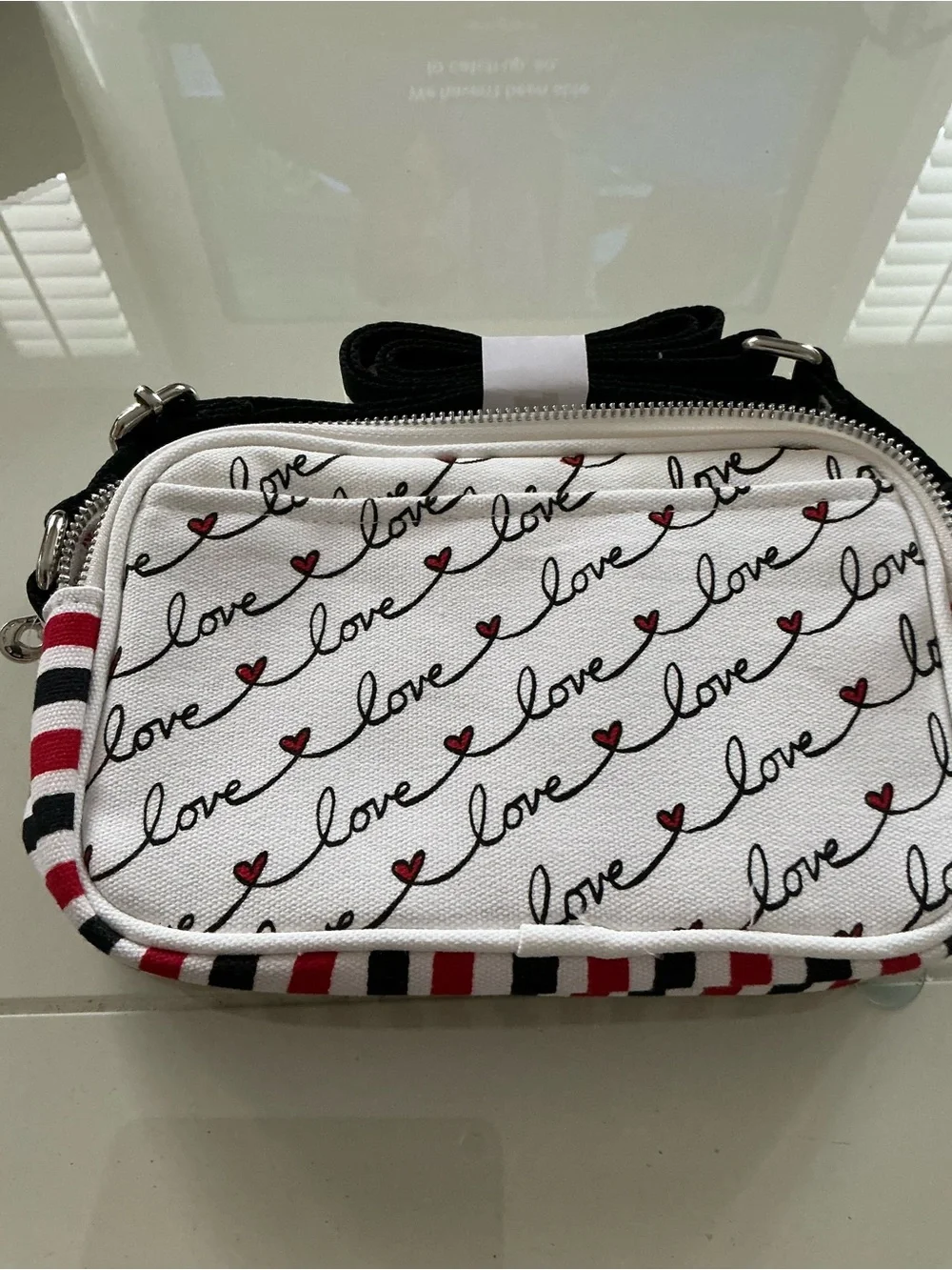 Brighton love  Crossbody Bag with Red & Black Love Script
